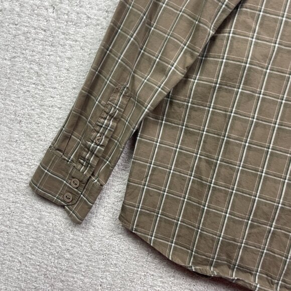 Volcom Plaid Button Up Shirt Long Sleeve Classic Fit Brown Tan Boy XL Skate Surf - Picture 11 of 13